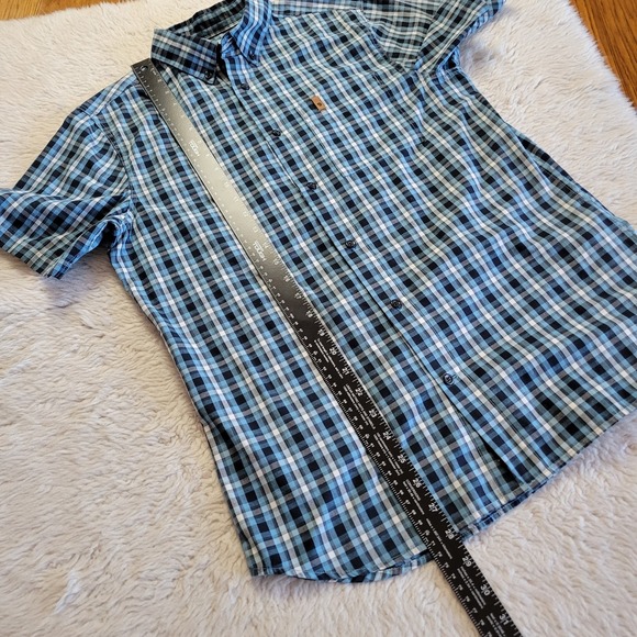 Fjallraven Ovik Shirt Button Up Short Sleeve Men's Small Regular Fit Plaid Blue - Picture 9 of 9